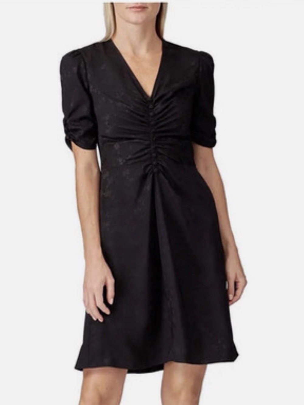 Jill Stuart Ruched V-Neck Midi Dress